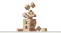 Are stacked precariously on a flat surface with some cubes and Royalty Free Stock Photo