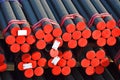 Stacked PVC and steel pipe Royalty Free Stock Photo