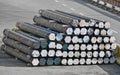 Stacked PVC and steel pipe Royalty Free Stock Photo