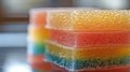 Stacked Rainbow Scrubbies Colorful Kitchen Cleaning Sponges with Bumpy Textures,. Macro View, Royalty Free Stock Photo