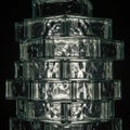 Stacked rectangular glass blocks with a textured surface, arranged in a tiered formatio Royalty Free Stock Photo