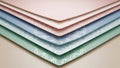 Stacked Rectangular Plates with Subtle Geometric Patterns in Pastel Colors Creating a Layered Abstract Background with Soft Royalty Free Stock Photo