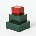 Stacked Red and Green Rectangular Boxes on White Background