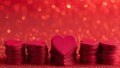Stacked Red Hearts on Sparkly Background Royalty Free Stock Photo
