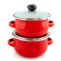 Stacked red pans Royalty Free Stock Photo