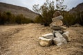 Stacked Rock Cairn On Side of Dirt Trail Royalty Free Stock Photo