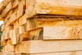 Stacked rough sawn timber planks Royalty Free Stock Photo