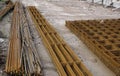 Steel framework in construction site steel mesh concrete slab Royalty Free Stock Photo