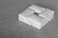 White sacks on the concrete floor. 3d render Royalty Free Stock Photo
