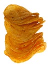 Stacked salty adn spicy popato crisps chips Royalty Free Stock Photo