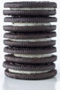 Stacked sandwich cookies on white background. Cutout