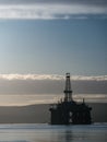 Stacked Semi Submersible Oil Rig at Cromarty Firth in Invergordon, Scotland, UK