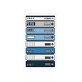 Stacked server rack icon with blue and gray panels Royalty Free Stock Photo