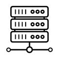 Stacked server racks connected by network lines icon data center technology Royalty Free Stock Photo