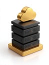 Stacked servers with golden cloud Royalty Free Stock Photo