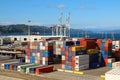 Stacked shipping containers on the dock