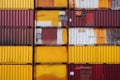 Stacked Shipping Containers in Varied Colors. Generative AI Royalty Free Stock Photo