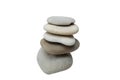Stacked smooth grey stones. Sea pebble. Balancing pebbles isolated on white background Royalty Free Stock Photo