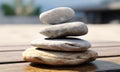 Stacked smooth stones. Sea pebble. Balancing pebbles. Royalty Free Stock Photo