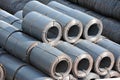 Stacked steel metal-roll Royalty Free Stock Photo