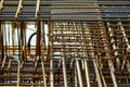 Stacked steel wire mesh for concrete cement construction at construction site Royalty Free Stock Photo