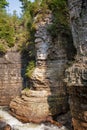 Stacked stone cliff at Ausable Chasm in upstet NY