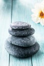 Stacked stones for a hot rock spa massage Royalty Free Stock Photo