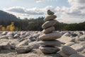 Stacked Stones on Riverbank Royalty Free Stock Photo
