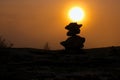 Stacked stones sunset silhouette zen Royalty Free Stock Photo