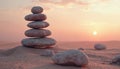 Stacked Stones at Sunset Royalty Free Stock Photo