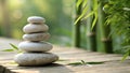 Stacked stones, zen garden, tranquility Royalty Free Stock Photo