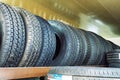 Stacked Tires in a Shop Royalty Free Stock Photo