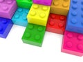Stacked toy bricks in various colors Royalty Free Stock Photo