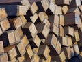 Stacked used railroad sleepers/ties Royalty Free Stock Photo