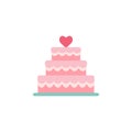 Stacked wedding cake dessert with heart.