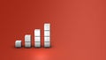 Stacked white blocks. upward sloping graph. Growth and booming concept. Red hot background. text space.