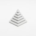Stacked White Geometric Pyramids on a White Background Keywords: pyramid, geometric, shape, stacked, white, 3d, render, abstract, Royalty Free Stock Photo