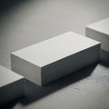 Stacked white paper sheets on textured gray surface, minimalist composition, subtle shadows Royalty Free Stock Photo