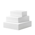 Stacked white rectangular boxes in ascending size on white background Keywords: boxes, rectangular, white, stacked Royalty Free Stock Photo