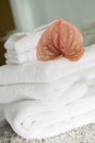 Stacked white spa towels