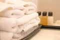 Stacked white spa towels Royalty Free Stock Photo