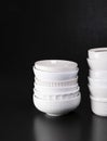 Stacked white textured soup bowls Royalty Free Stock Photo