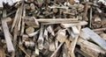 Stacked Wood Logs in construction sites, a pile of wooden logs Royalty Free Stock Photo