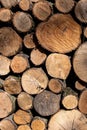 Stacked wood logs. Firewood pattern. Wooden background Royalty Free Stock Photo