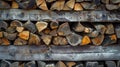 Stacked Wood Pile in Forestry Area