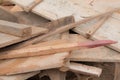 Stacked wood pine timber for construction buildings Royalty Free Stock Photo