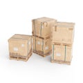 A wooden packages stacked on top of each other, 3d rendering