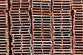 Stacked wooden pallet columns landscape Royalty Free Stock Photo