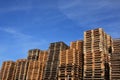 Stacked wooden pallets