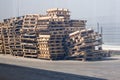 Stacked wooden pallets Royalty Free Stock Photo